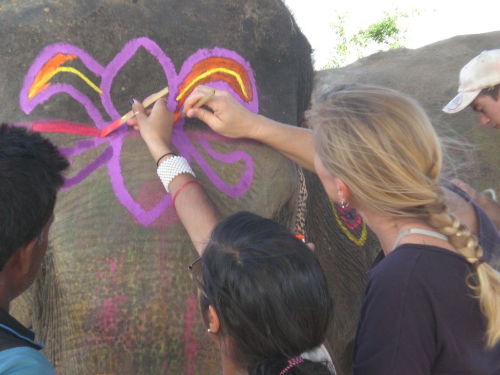 Amanda and her mom got to paint an elephant!