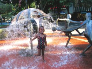 A recent photo of Anandi playing in a fountain in downtown Lewiston