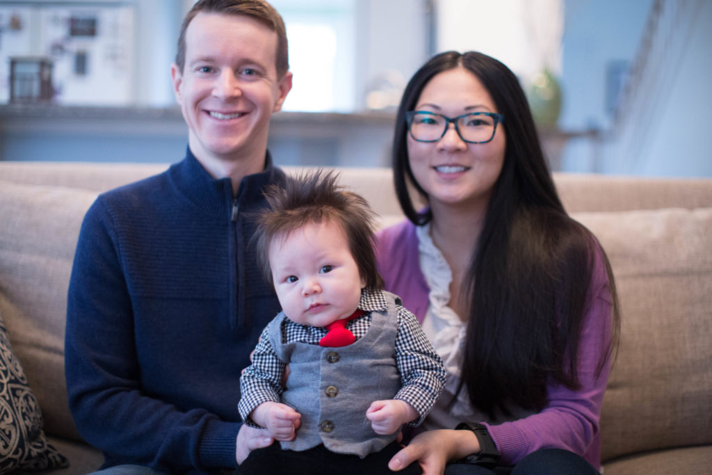 Adoptee Cat Stubbs with her adopted son and husband.