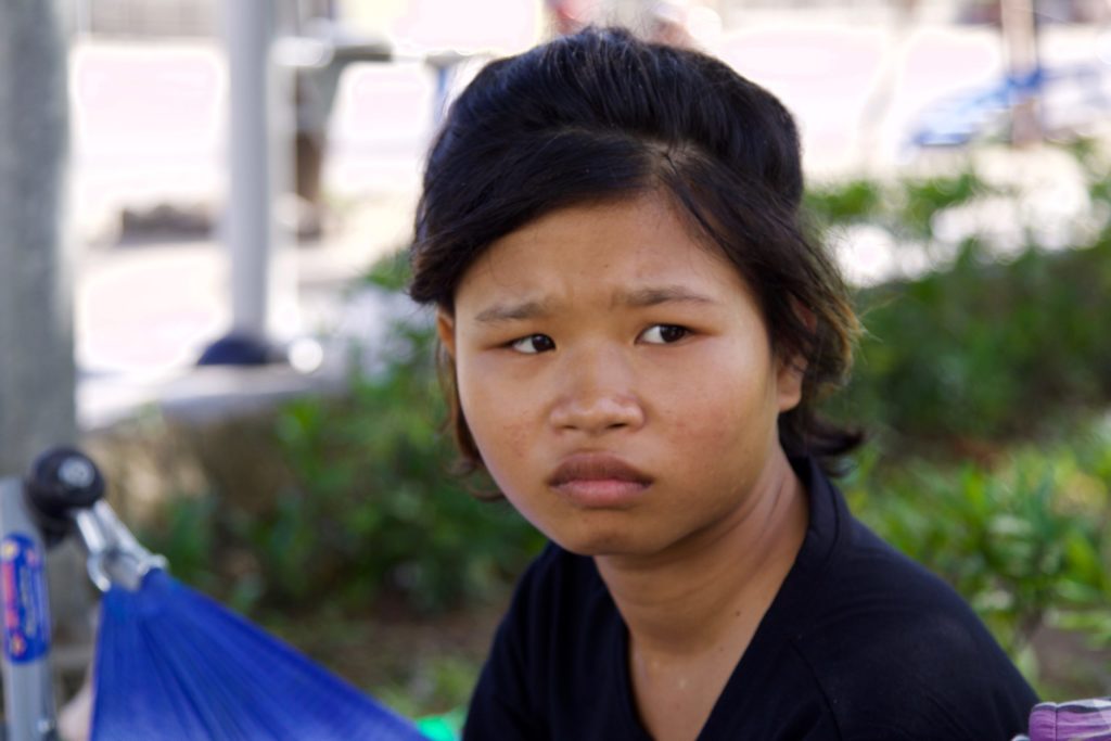 Linh with the pained expression that hardly left her face the first afternoon we met her. 