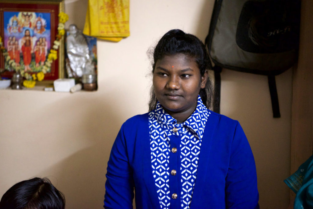 Jaya explaining that someday she would like to be a police officer.