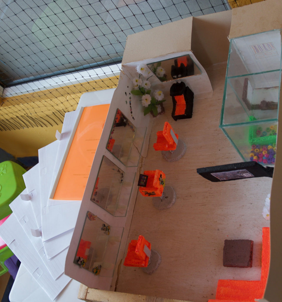 As part of her business plan, Mary Luz created a model of the salon she hoped to own one day. The model is shown here.