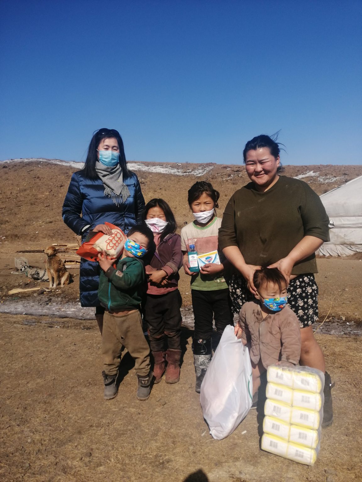 a family in mongolia receives emergency food from a Gift of Hope