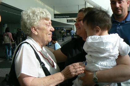 Part of Molly Holt's legacy was her commitment to adoptees and families. Here, she greets a first-time adoptive parent