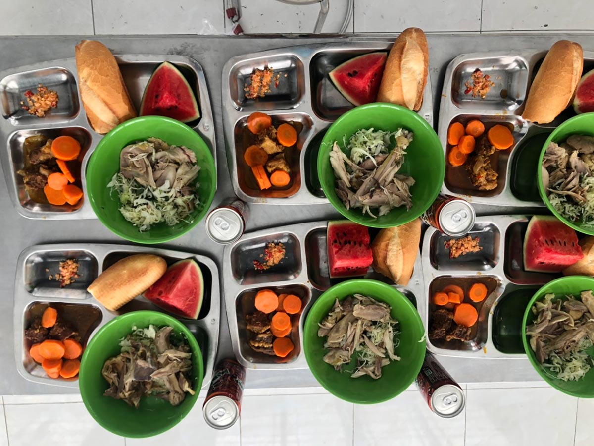 trays with special meal celebrating tet in Vietnam