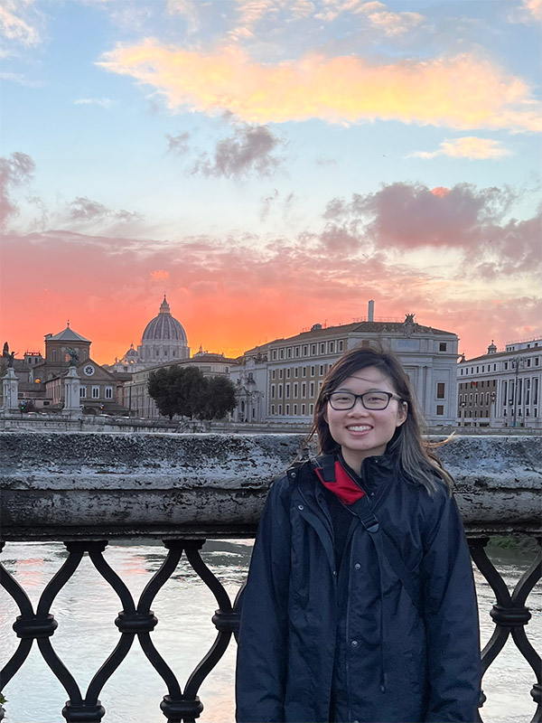 headshot of gabriela 2022 holt camp counselor in front of sunset