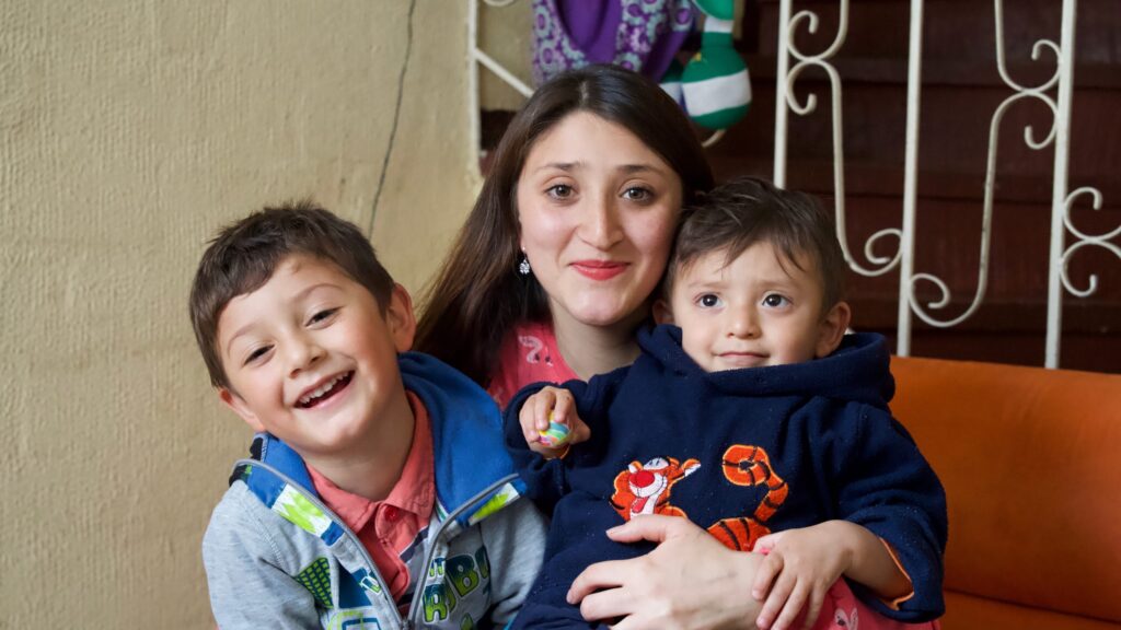 a single mother with her two sons