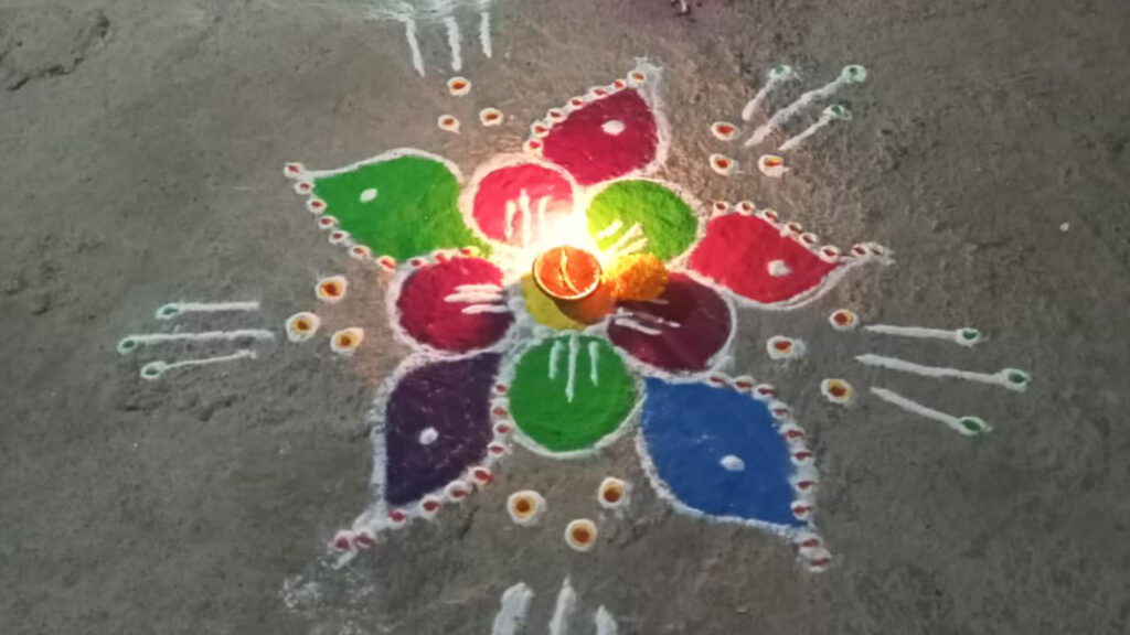 Rangoli design for Diwali in India