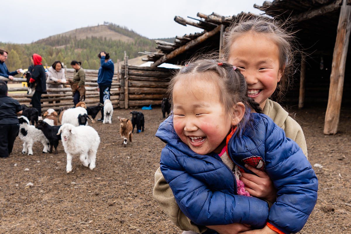 Two girls Holt supports from nomadic herding families in Mongolia 