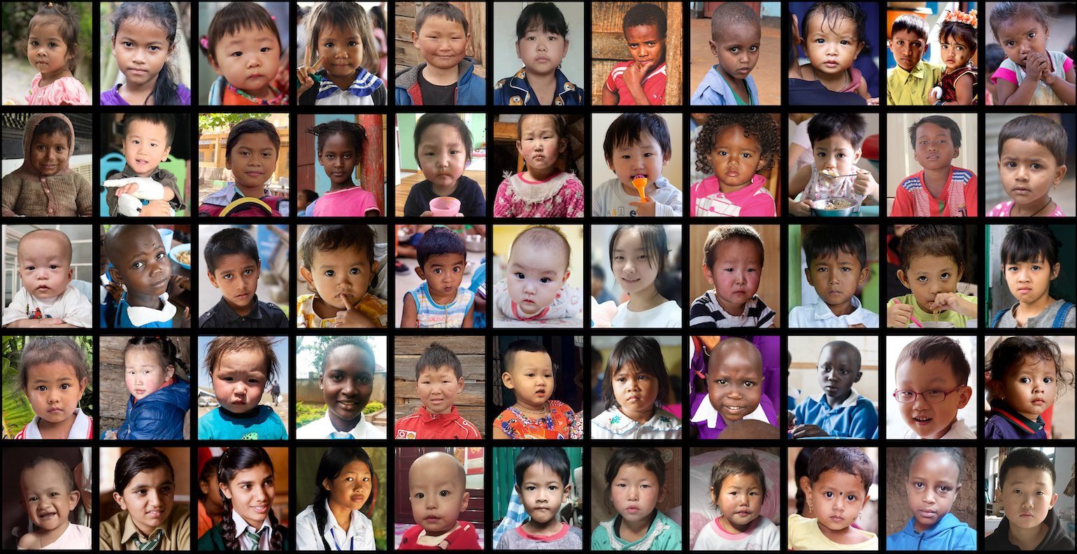 Collage of children all over the world who need help