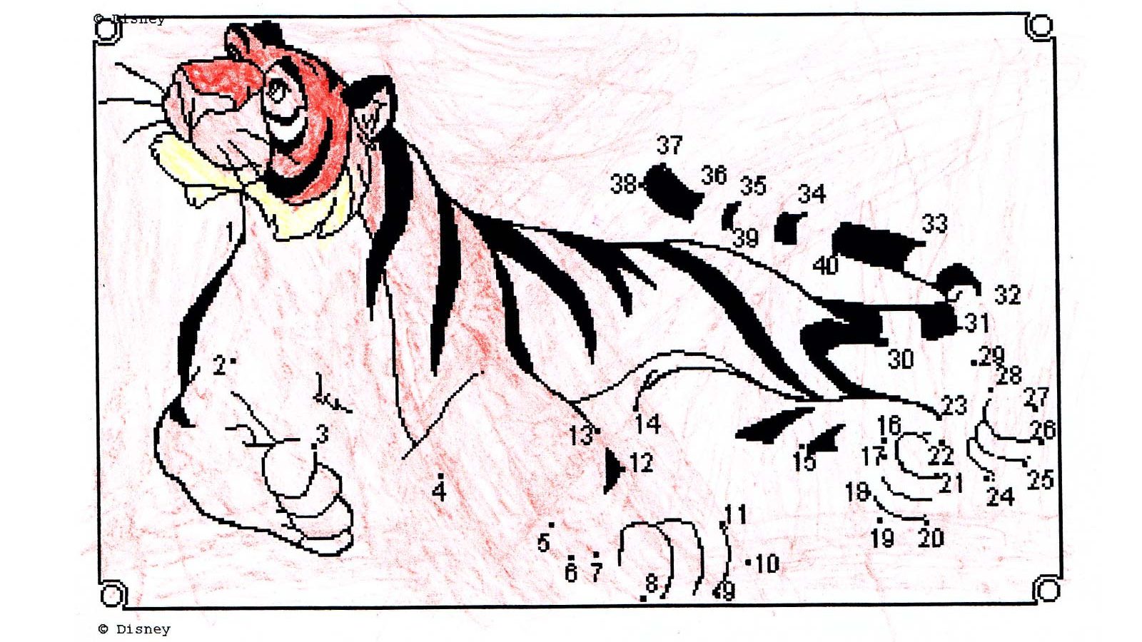 A little girl shares her colored image of a tiger. She needs an adoptive family.