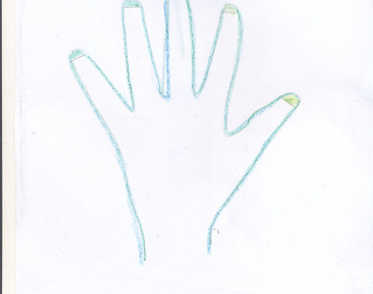 Tigabu sponsored child drawing of his hand