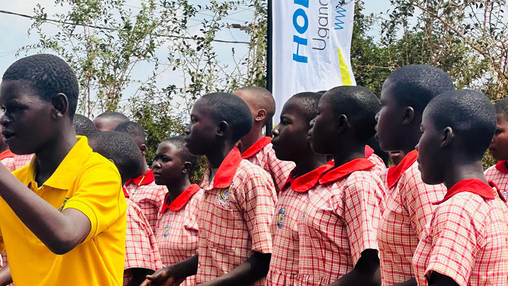 Children celebrate during Day of the African Child in Uganda
